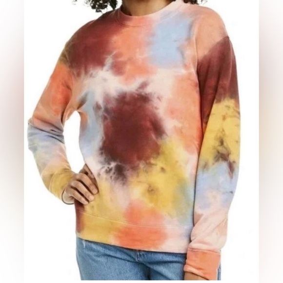 Monrow - Coral Reef Tie Dye Boyfriend Sweatshirt - Size XS - Picture 2 of 7